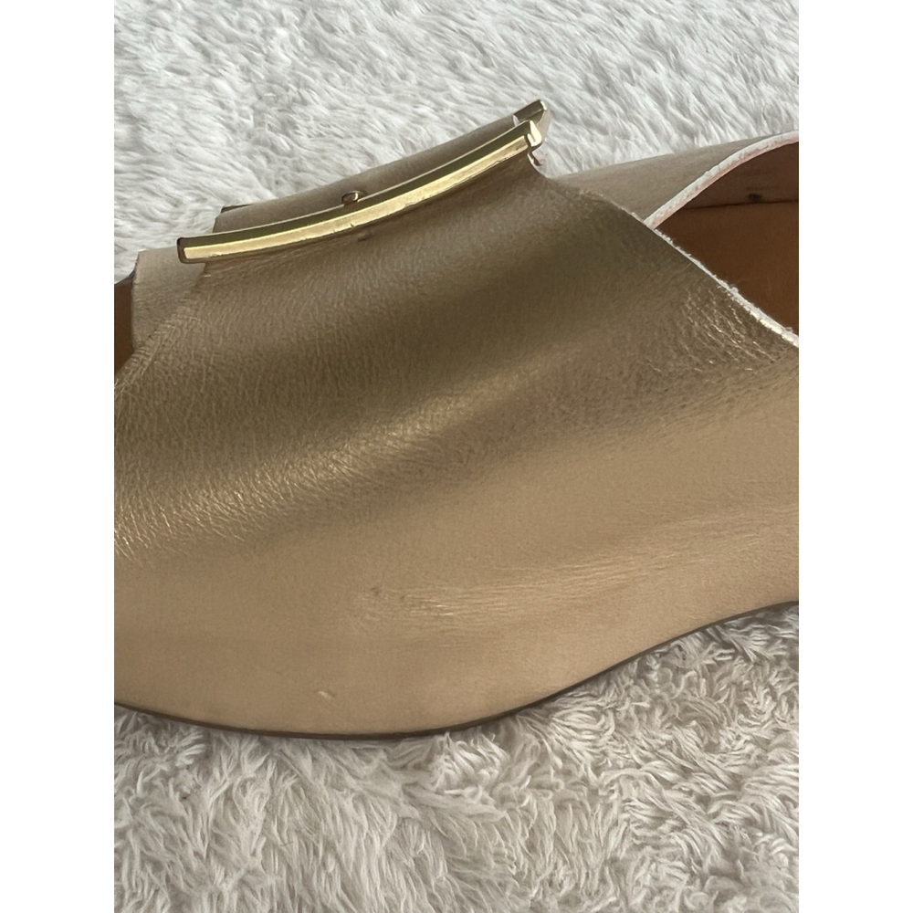Kork-Ease Sz 9 Brushed Gold York Leather Buckle Platform Slide Sandals NWT - Picture 11 of 16